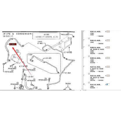 Manguera flexible de baja presión para sistema de aire acondicionado para Mazda 323, protege familiar, BJ premacy, Haima 3 BJ1P-61-462E