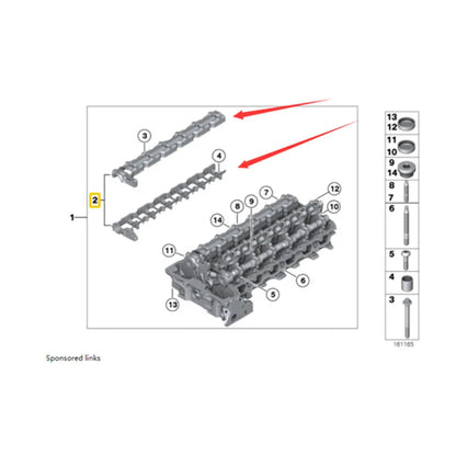 Culata árbol de levas escape cojinete guía para BMW N52 N52N 1112 7531 224