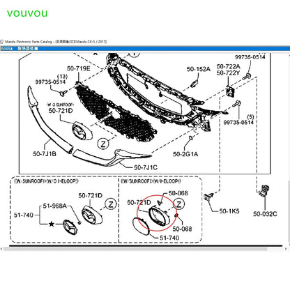 Rejilla de parachoques delantero, soporte de cuerpo con símbolo de vidrio tipo prechoque para Mazda CX-5 2017-2021 KF 50-721