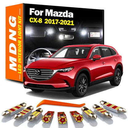 Kit de Luces LED Canbus de 11Pcs para Mazda CX-8 2017 2018 2019 2020 2021 kit de luces de techo del mapa interior, lámpara de placa del parasol.