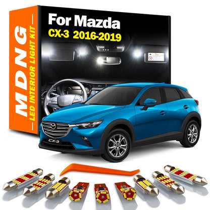 Kit de luces LED Canbus para el interior del coche de 10 piezas para Mazda CX-3 CX3 2016 2017 2018 2019, lámpara de lectura de mapas, cúpula, maletero y matrícula.