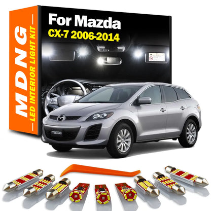 Kit de luces LED Canbus para interior de automóvil, incluye 11 piezas de luces para el techo y el mapa, compatible con Mazda CX-7 CX7 2006-2009 2010 2011 2012 2013 2014. Las LED no generan errores.