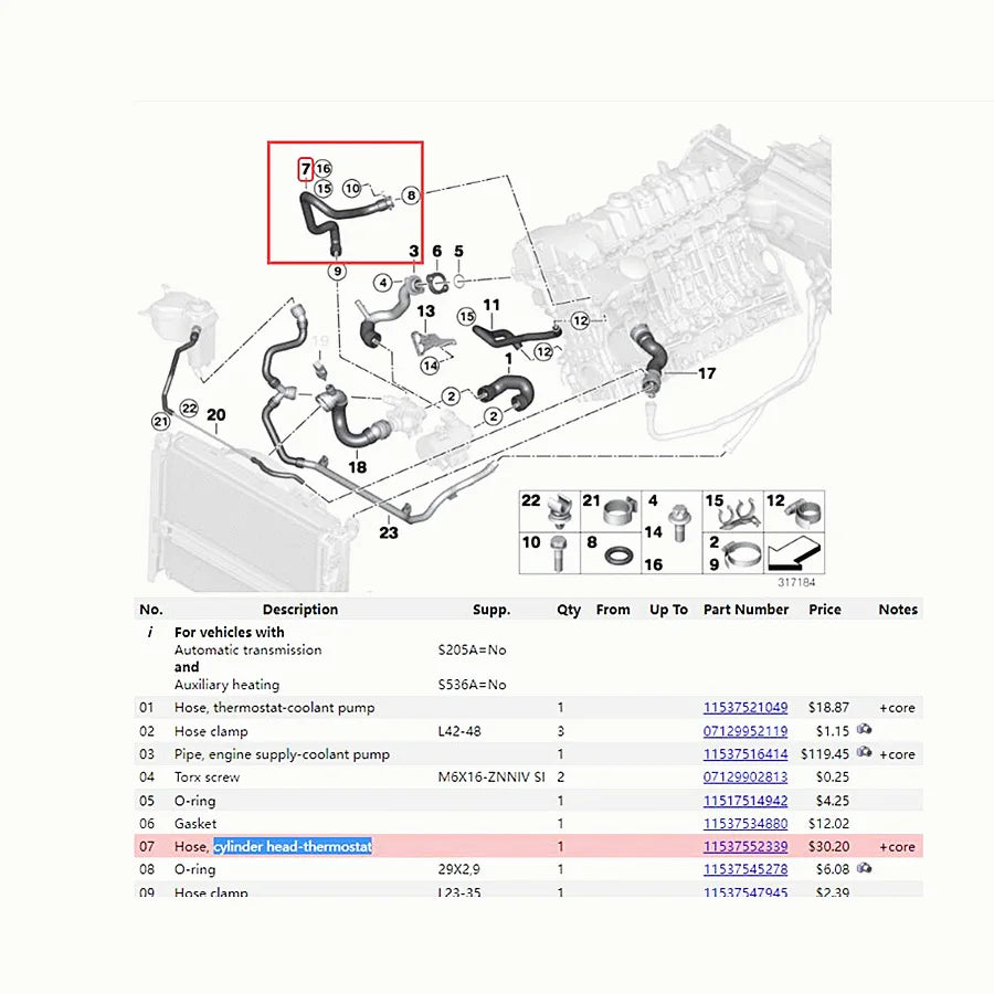 culata-manguera del termostato para BMW E90 91 92 93 X3 E83 E81 82 87 88 N52N N53 1153 7552 339