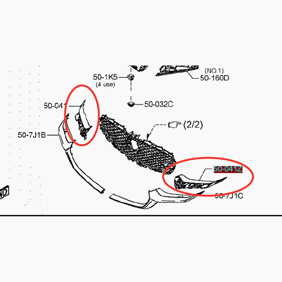 Soporte cromado rejilla parachoques delantero para Mazda CX-30 2019-2023 DM 50-041