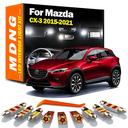 Kit de luces LED Canbus para el interior del automóvil, incluye 10 piezas de bombillas para el mapa, la cúpula, la placa y el maletero. Compatible con Mazda CX-3 CX3 años 2015, 2016, 2017, 2018, 2019, 2020 y 2021.