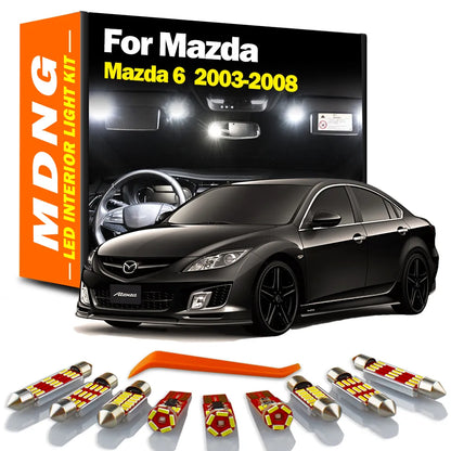 Kit  de luces LED Canbus interiores blancas de 12 piezas para Mazda 6 2003-2008, incluye luces de mapa, lectura, cúpula, maletero y matrícula.