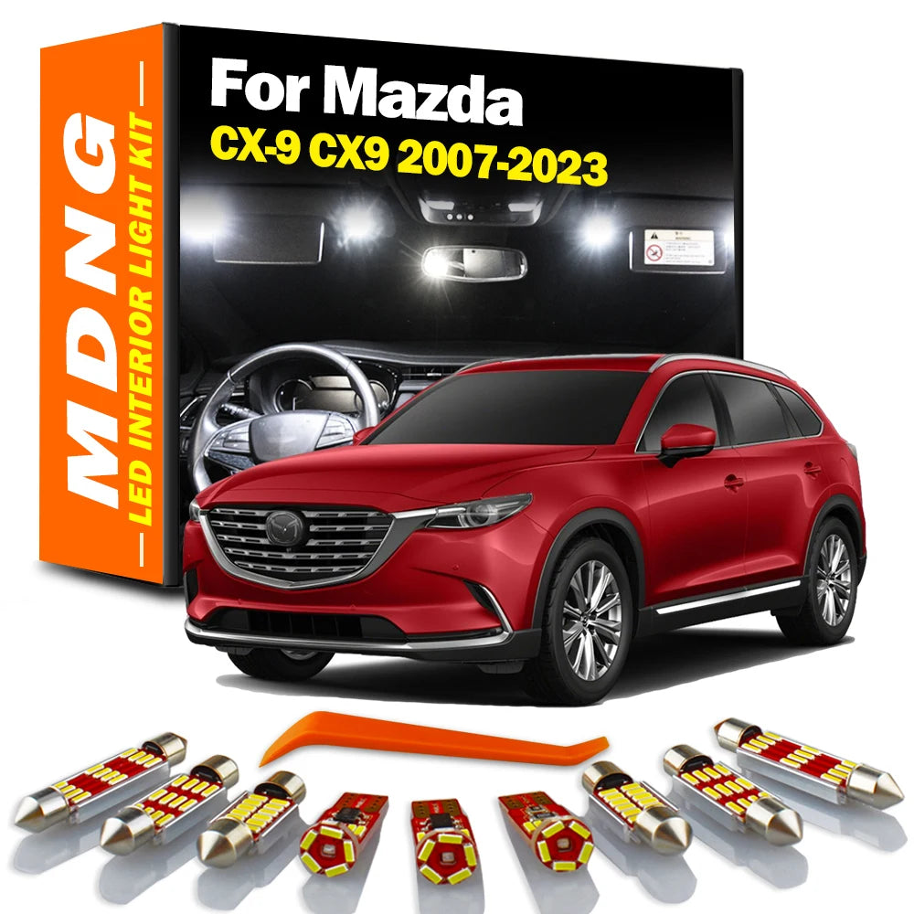 Kit de luces LED Canbus para el interior del mapa, la cúpula y el maletero, Lámpara de matrícula para Mazda CX-9 2007-2018 2019-2023