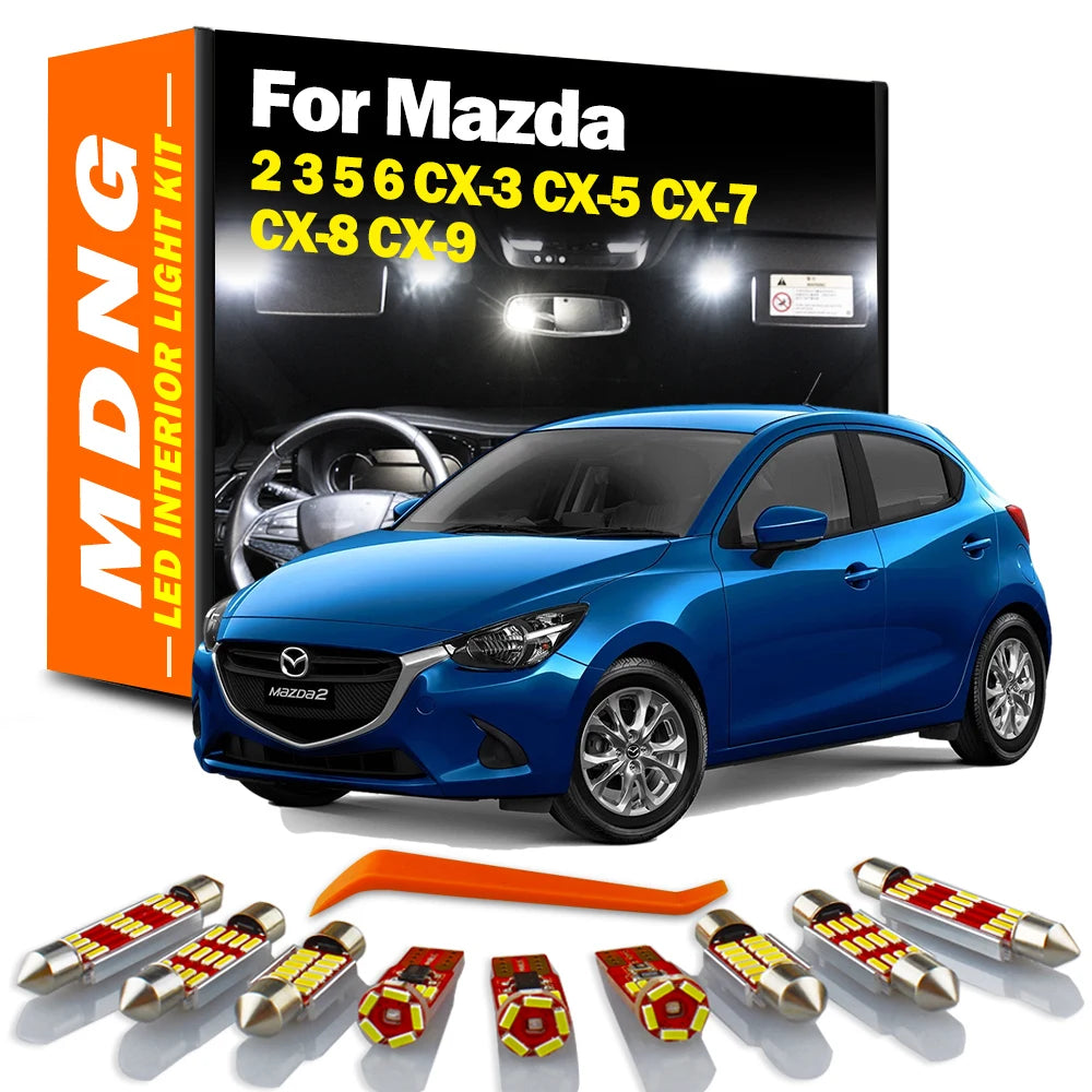 Kit de luces LED Canbus para el interior, mapa, cúpula, maletero y matrícula para Mazda 2, 3, 5, 6, CX-3, CX-5, CX-7, CX-9, CX3, CX5, CX7, CX9.