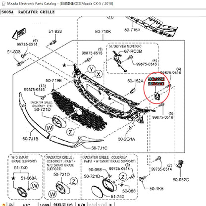 Soporte de rejilla de parachoques delantero 50-722 para Mazda CX5 2017-2021 KF KB8A-50-161