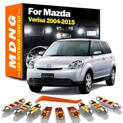 Kit de luces LED Canbus interiores para automóviles de 11 piezas para Mazda Verisa 2004-2008 2009-2015, incluye Luz interna de mapa, Luz de Maletero y lámpara de Patente