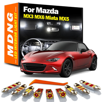 Kit de luces LED Canbus para el interior del automóvil, incluyendo la cúpula, el mapa y el maletero, para Mazda MX3 MX-3 MX6 MX-6 MX5 MX-5 Miata 1988-2019 2020