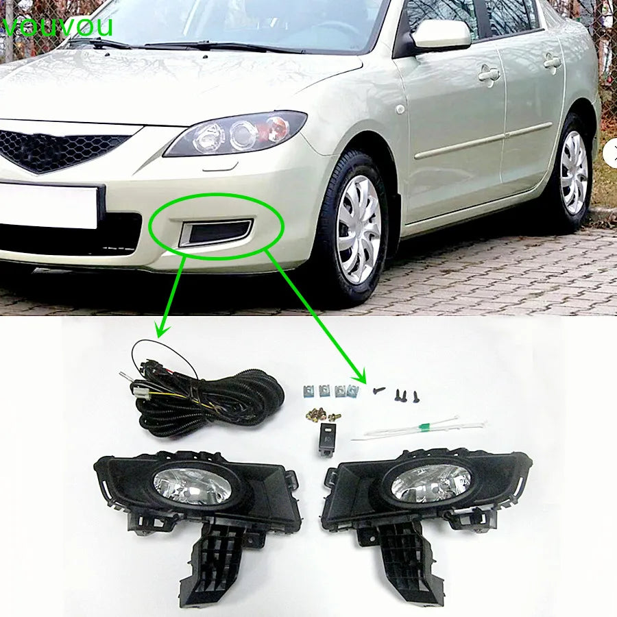 Luces antiniebla Neblineras con cable e interruptor para Mazda 3 2006-2008 BK 51-680