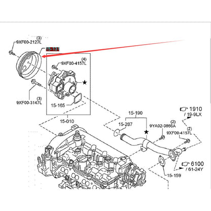 Polea Bomba Agua Refrigerante Motor para Mazda3 Axela 2014-2018 CX5 2012-2019 KE KF Mazda6 2014-2019 CX8 PE02-15-131 / PE7W-15-131