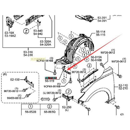 Cubierta Guardabarro Delanteros Izquierdo Derecho para Mazda 3 2014-2018 BM BN B45A-56-114 / B45A-56-115