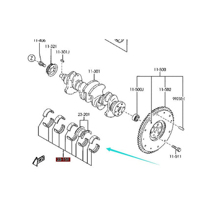 Set Metales Bancada Motor Medidas STD 025 050 para Mazda 323 Family Protege BA BG BJ Motor 1.6 Mazda2 Demio 2003 B6Y2-11-SG0 / SH0 / SHX