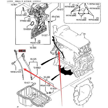 Varilla Nivel Aceite Motor para Mazda3 2004-2012 Motor 1.6 BK BL Mazda2 2007-2012 ZJ01-10-450