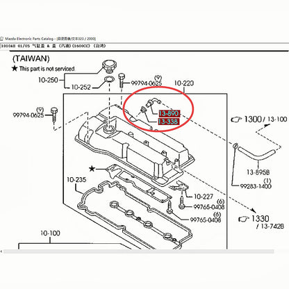 Valvula PCV para Mazda 323 protege BA BG BJ 626 Mazda2 Demio DE MX3 MX5 Mazda3 2004-2012 BK BL BT50 B541-13-890A