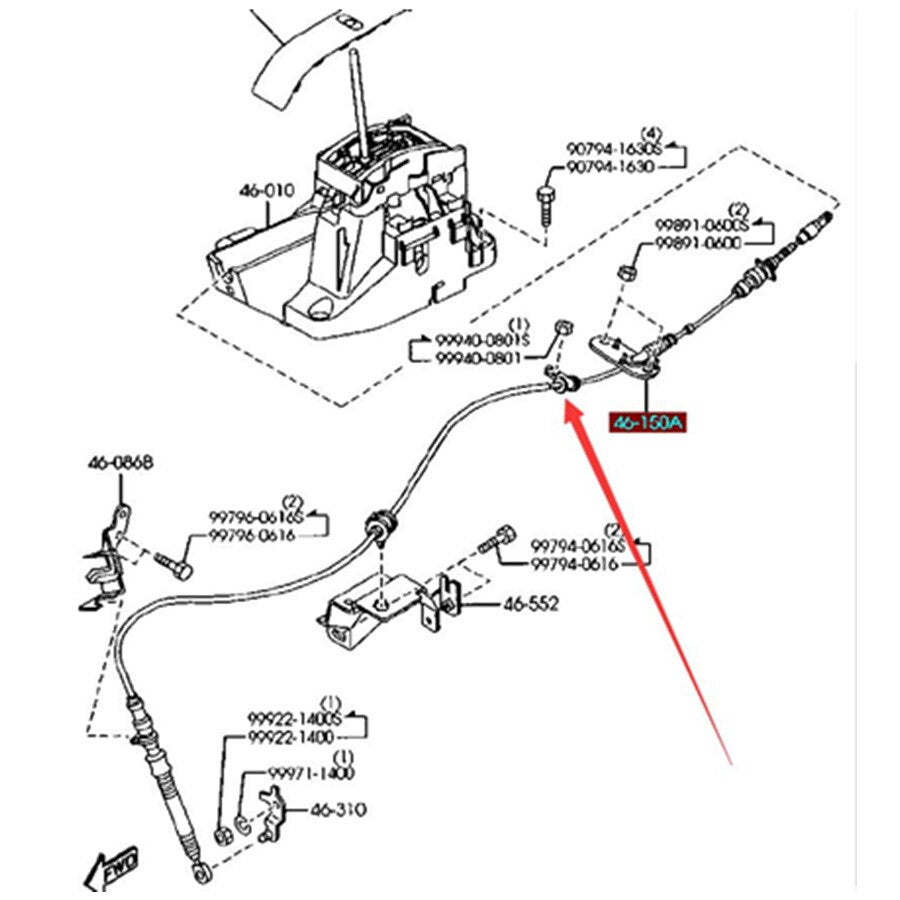 Cable de control de transmisión para transmisión automática de motor Mazda 3 BK 2004-2008 1,6