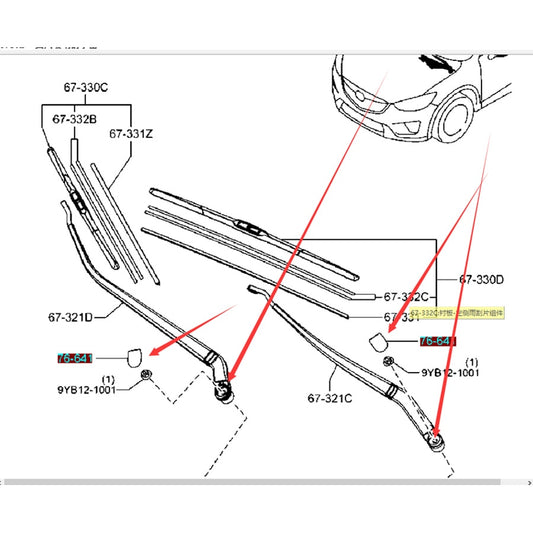 Cover Cap Wiper Blades for Mazda6 2007-2012 GH CX5 2012-2019 KE KF CX7 2009 ER GV7D-67-395