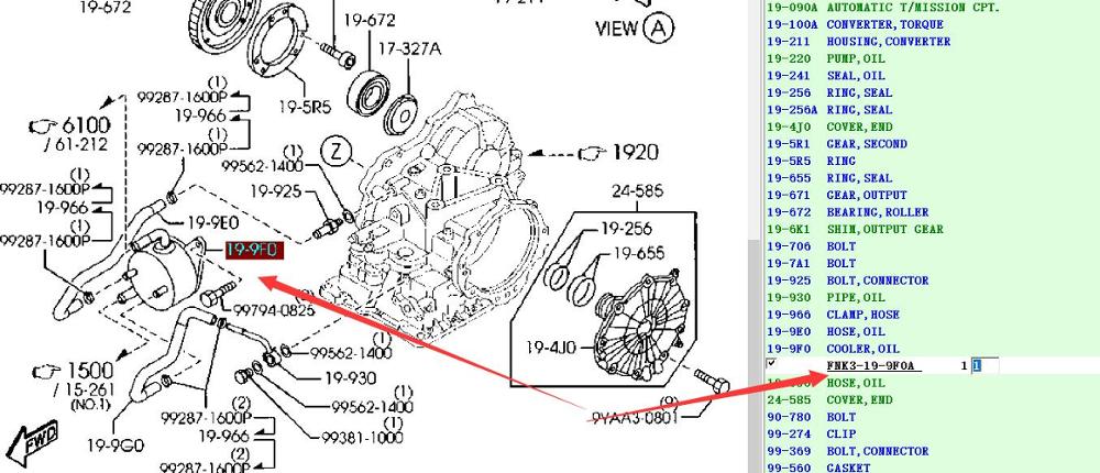 Enfriador Aceite Caja Transmision para Mazda3 BK 2.0 2004-2008 Mazda5 CR 2007-2011 FNK3-19-9F0