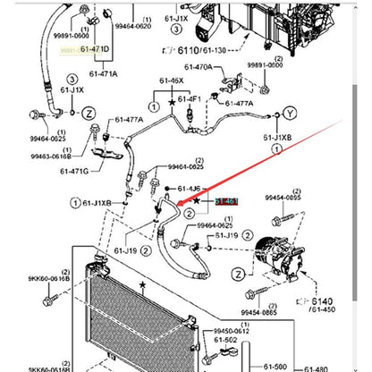 High Pressure Evaporator Air Conditioning Flexible Hose Pipe Pipe for Mazda3 Axela 2014-2018 BM BN Engine 1.5 61-461