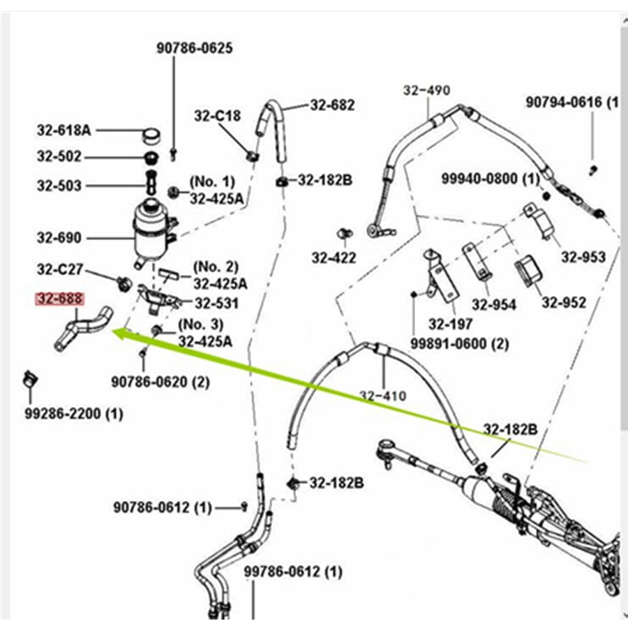 Oil Return Hose Steering Pump for Mazda 323 Family Protege BJ 1998-2005 Premacy CP B26K-32-688