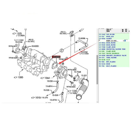 Junta Empaquetadura Entrada Aire Cuerpo Aceleracion para Mazda 323 Family 1994-2001 BA BJ Protege MX3 MX5 B6BF-13-655