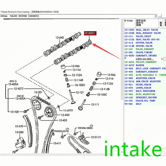 Original Exhaust Intake Camshaft for Mazda3 2004-2012 BK BL 2.0 Mazda6 2005-2012 GG GY CX7 Tribute L3G2-12-420 / LF17-12-441