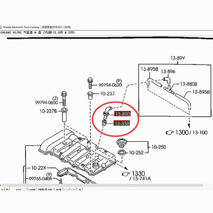 PCV Valve for Mazda 323 protege BA BG BJ 626 Mazda2 Demio DE MX3 MX5 Mazda3 2004-2012 BK BL BT50 B541-13-890A