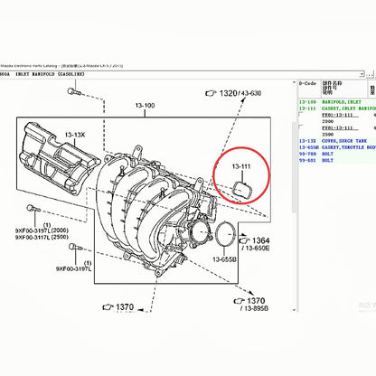 Empaquetadura Multiple Admision para Mazda3 2014-2018 CX5 2012-2019 MX5 2015-2019 CX3 CX30 Motor SKYACTIV 2.0 PE01-13-111