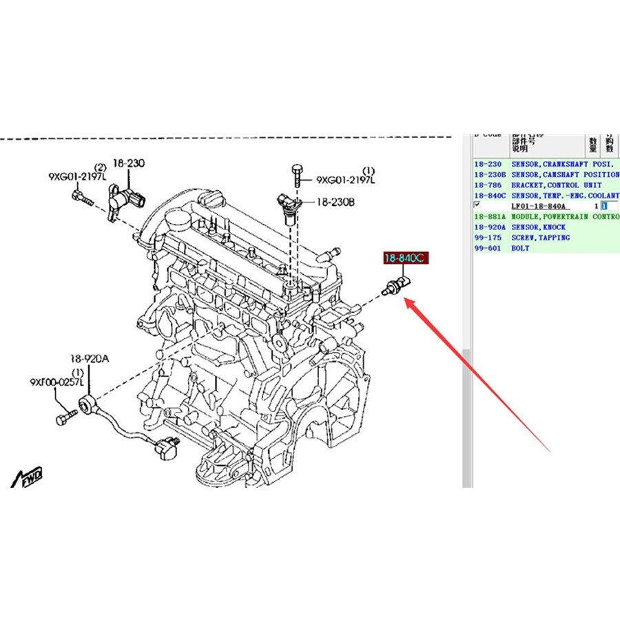 Sensor Temperatura Refrigerante Motor Alta Calidad para Mazda3 Mazda5 Mazda6 CX7 Tribute MX5 LF01-18-840