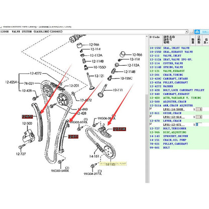 Guia Tensor Patin Ajuste Cadena Distribucion para Mazda6 GG GY GH Tribute MX5 Mazda3 2004-2012 BK BL Mazda5 Motor 2.0 LF01-14-500 / LF01-12-614 / LF01-12-671