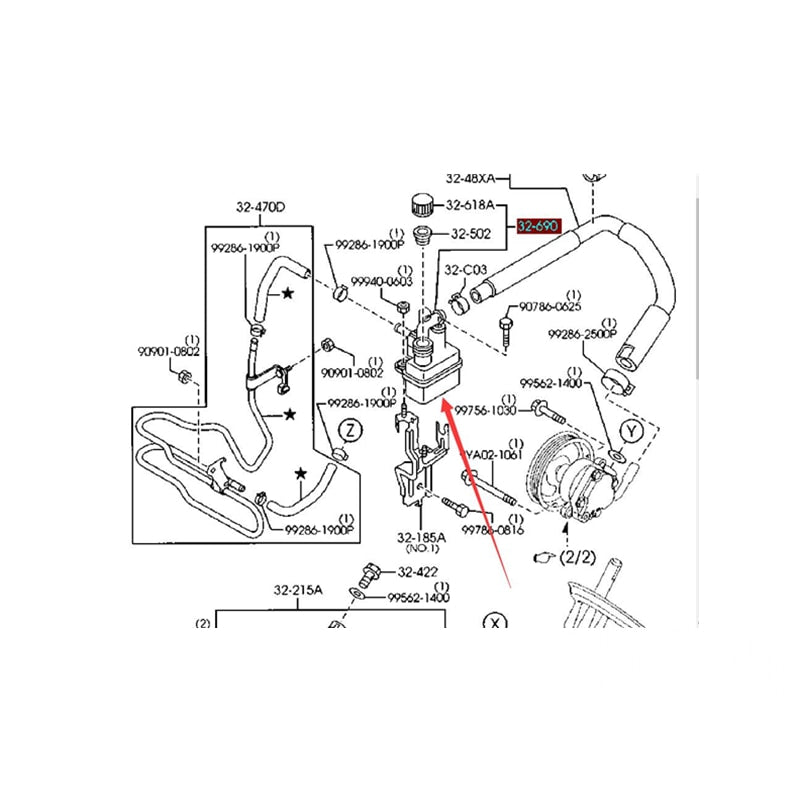 Steering Fluid Container Bottle for Mazda 3 Engine 1.6 2003-2010 BK BN9R-32-690