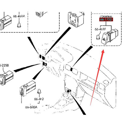 Interruptor DE peligro original Boton Emergencia para Mazda 2 Demio DE Mazda 323 protegido familiar BJ Mazda premacy CP B25E-66-4H0