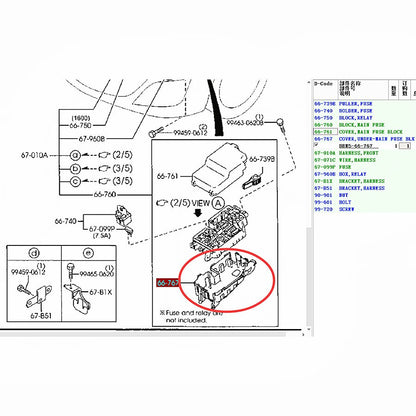 Main Fuse Holder Box Cover Lid for Mazda3 2008-2012 BL BBM5-66-761A