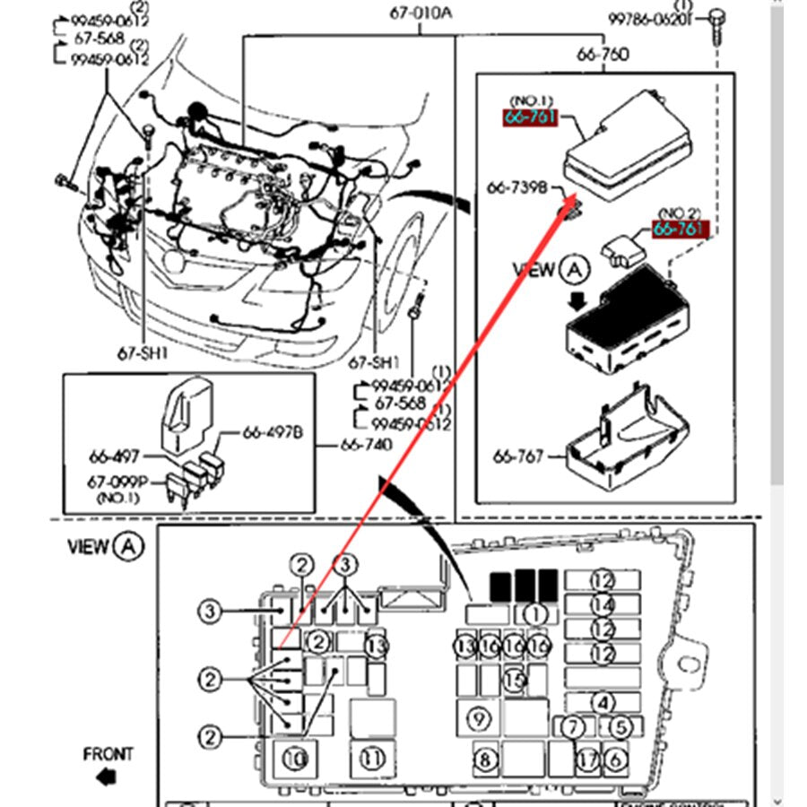 Tapa Cubierta Superior Caja Porta Fusibles para Mazda3 2004-2008 BK BS1A-66-761