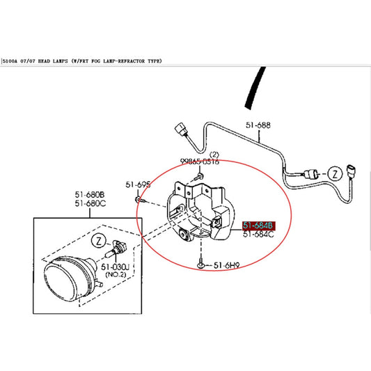 Fog Light Support Base for Mazda6 Sport hatchback 2004-2008 GG GR1V-51-684