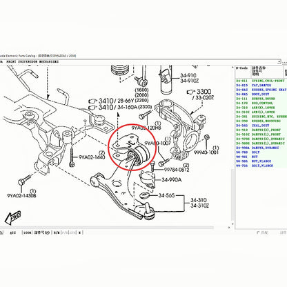 Buje Trasero Bandeja Inferior Izquierda Derecha Alta Calidad para Mazda3 2008-2013 BL 34-460