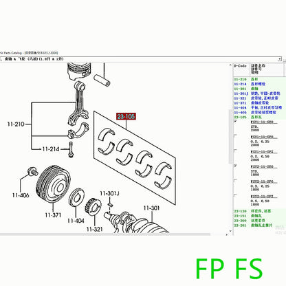 Connecting Rod Metals STD and 0.25 for Mazda 323 family protege 1.8 2.0 FP FS Premacy CP 1999-2008 626 GE FSY1-11-SE0 