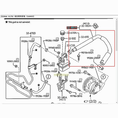 Steering Pump Suction Hose for Mazda3 2003-2008 Engine 1.6 BK BN9R32-48X