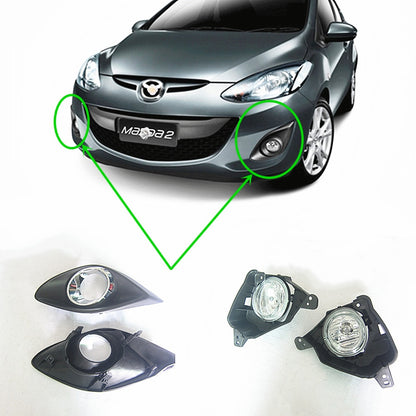 Fog Lights Set with Chrome Ring for Mazda2 2012-2014 sedan 51-680 / 51-690