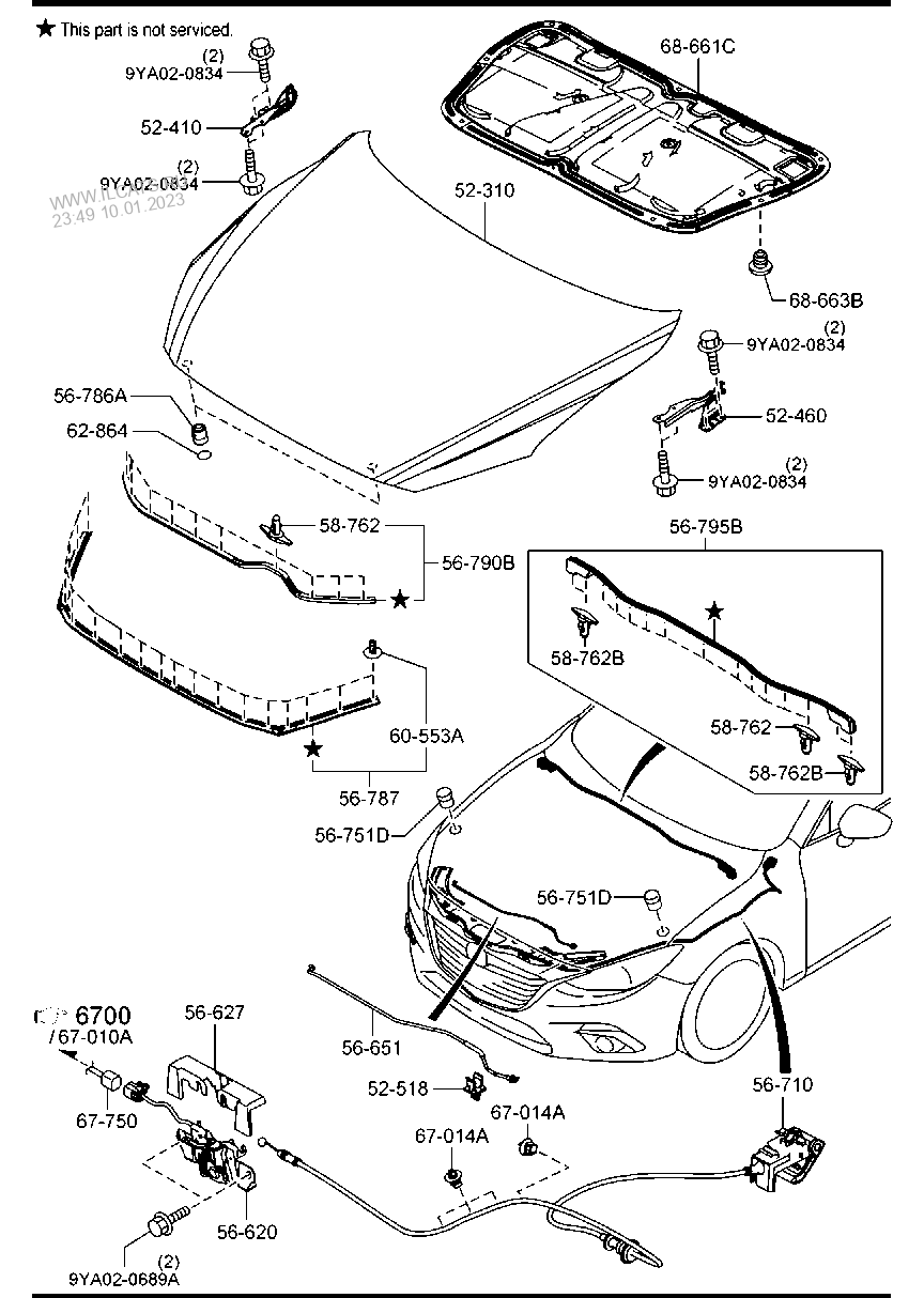 Bisagras Capot Izquierda Derecha para Mazda3 2013-2018 BM BN BKC3-52-410 / BKC3-52-420