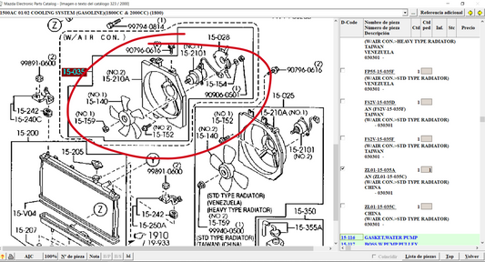 Electroventilador Radiador Con Aire Acondicionado para Mazda 323 Family Protege Motor 1.3 1.6 ZL01-15-035A